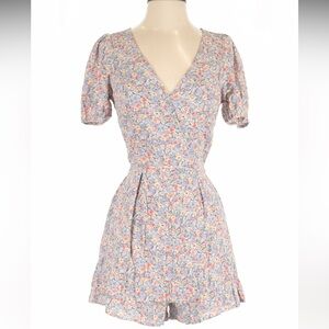 American Eagle Outfitters Floral Tie-Waist One-Piece Romper